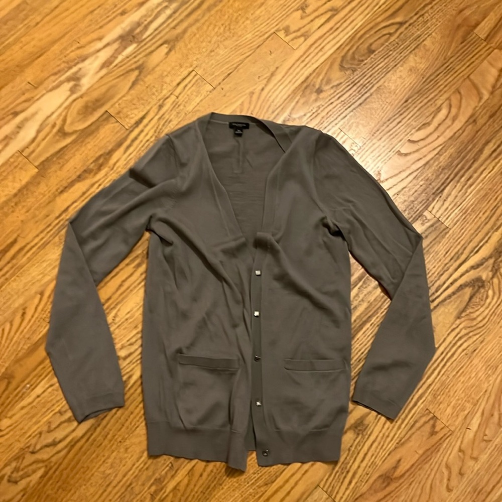 Ann Taylor 100% merino wool grey cardigan, size XS